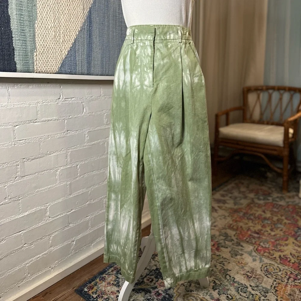 BDG Green Tie-Dye Straight Leg Trousers